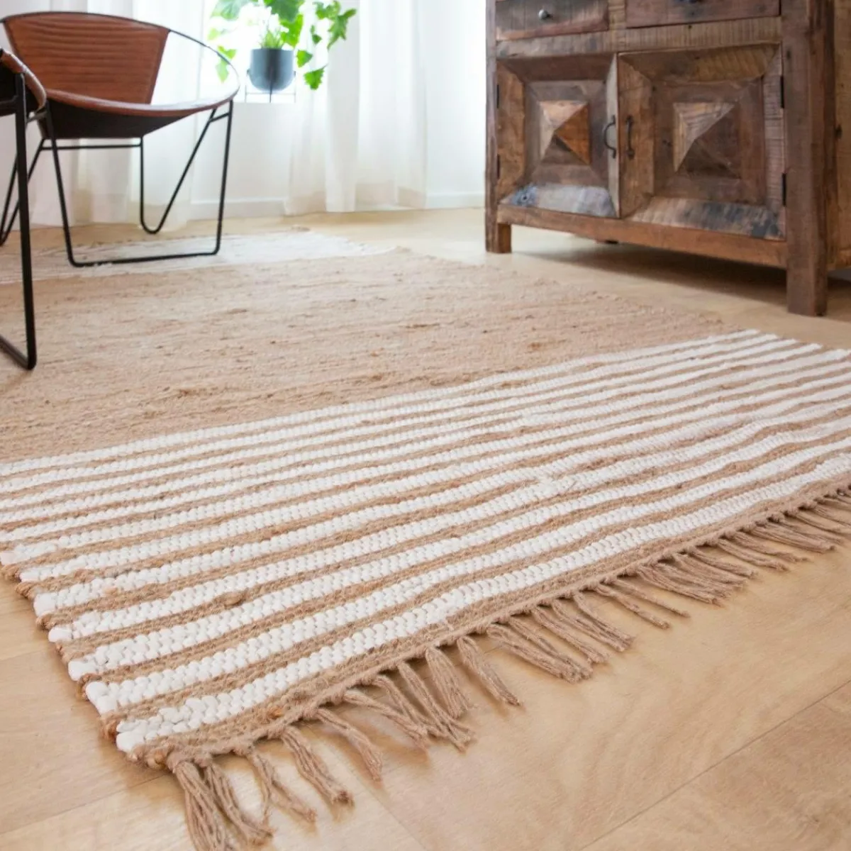 Made in Meubles Tapis en jute et coton Lali