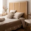 Made in Meubles Tête de lit en bois de manguier et cannage Noémia