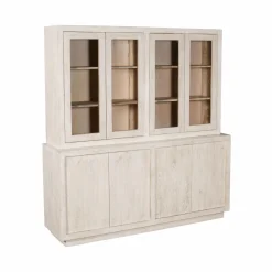 Made in Meubles Vaisselier en bois de manguier blanchi Alison