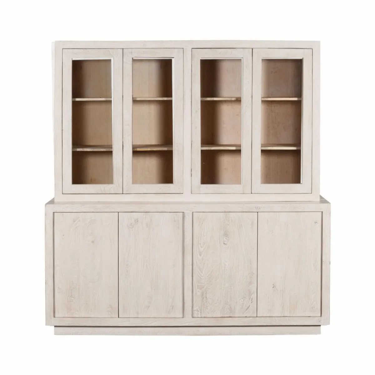 Made in Meubles Vaisselier en bois de manguier blanchi Alison