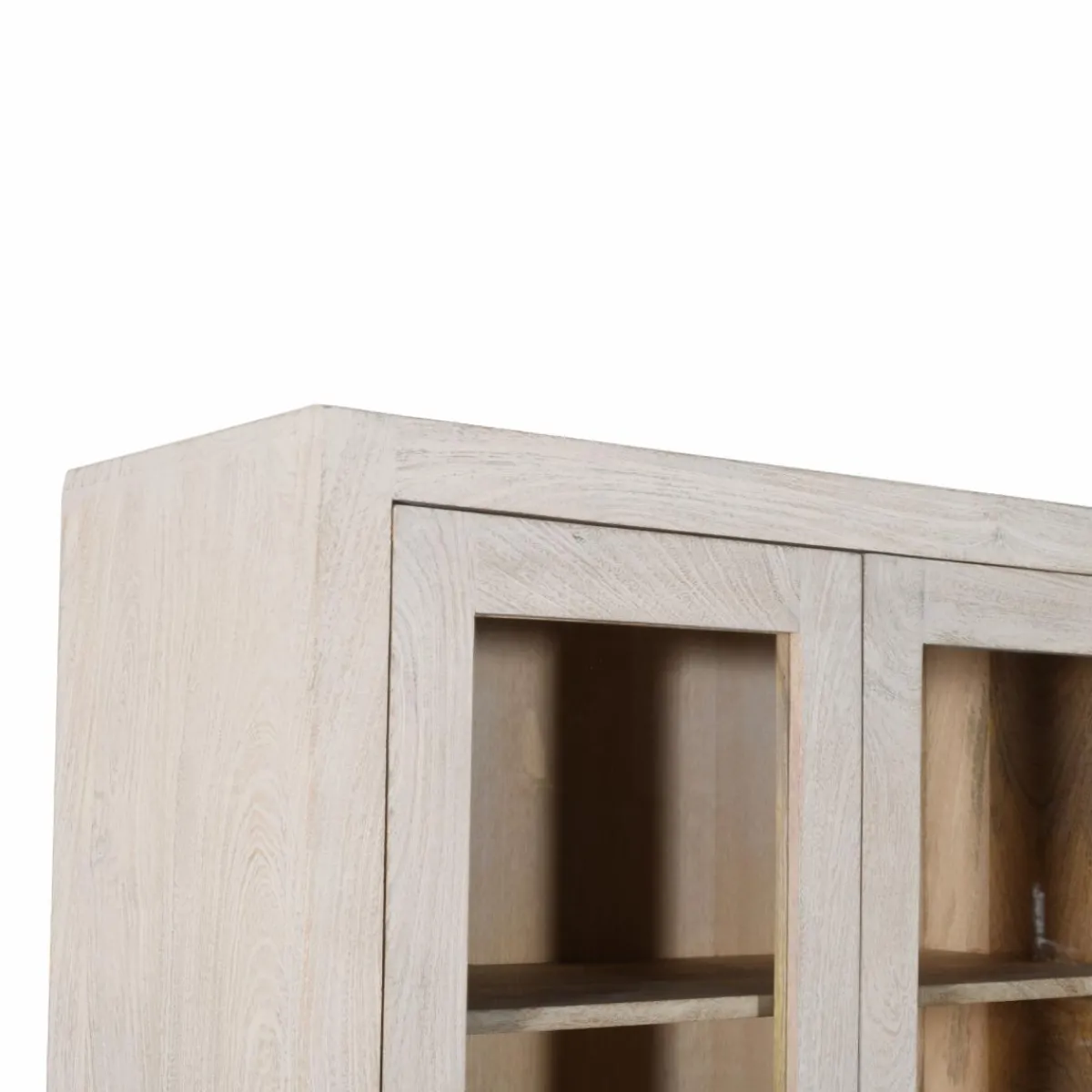 Made in Meubles Vaisselier en bois de manguier blanchi Alison