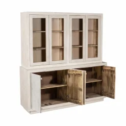 Made in Meubles Vaisselier en bois de manguier blanchi Alison