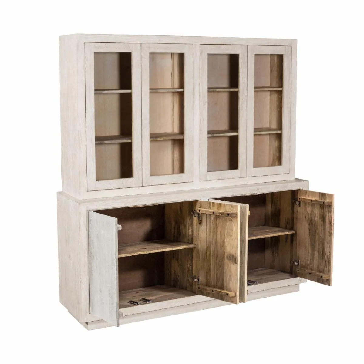 Made in Meubles Vaisselier en bois de manguier blanchi Alison