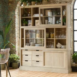 Made in Meubles Vaisselier en bois de manguier Nina
