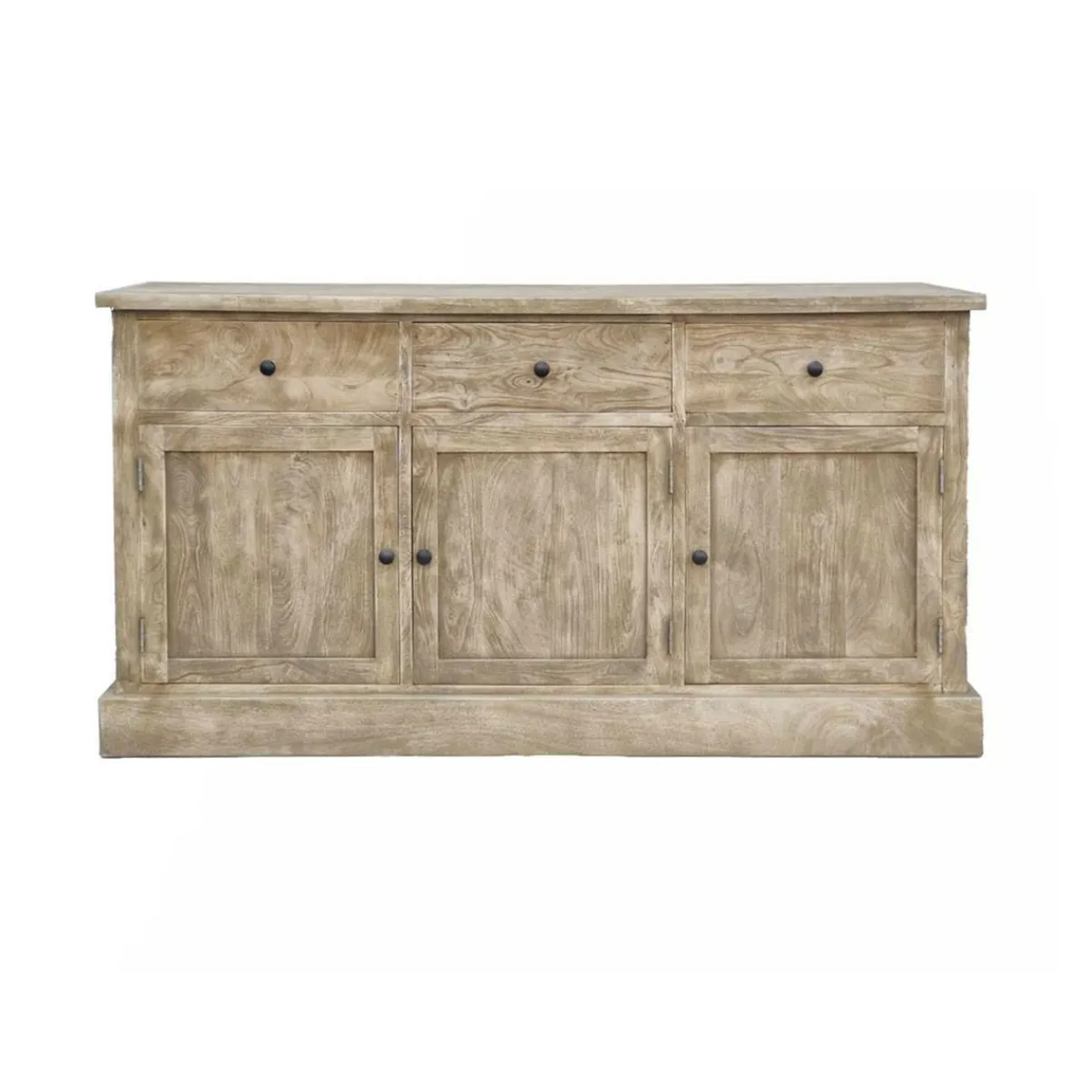 Made in Meubles Vaisselier en bois de manguier brossée et métal noir Clotilde