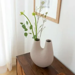Made in Meubles Vase beige 2 tiges en aluminium Tulipa