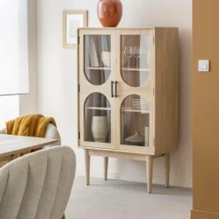 Made in Meubles Vitrine 2 portes en bois de manguier Lydia
