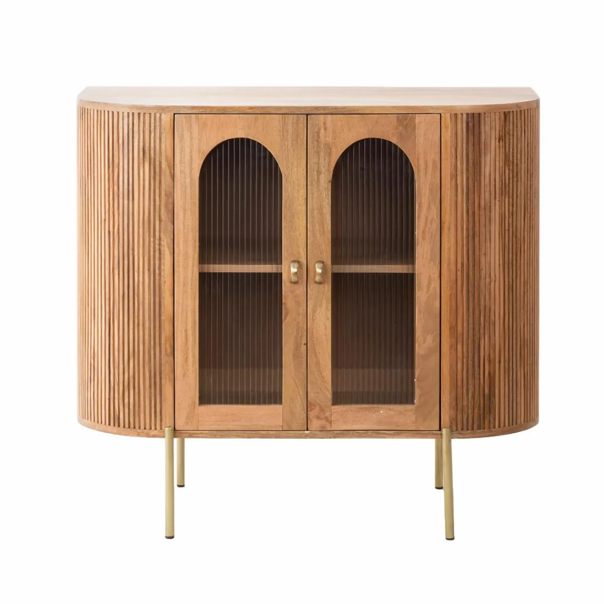 Made in Meubles Vitrine arrondie en bois de manguier Maria