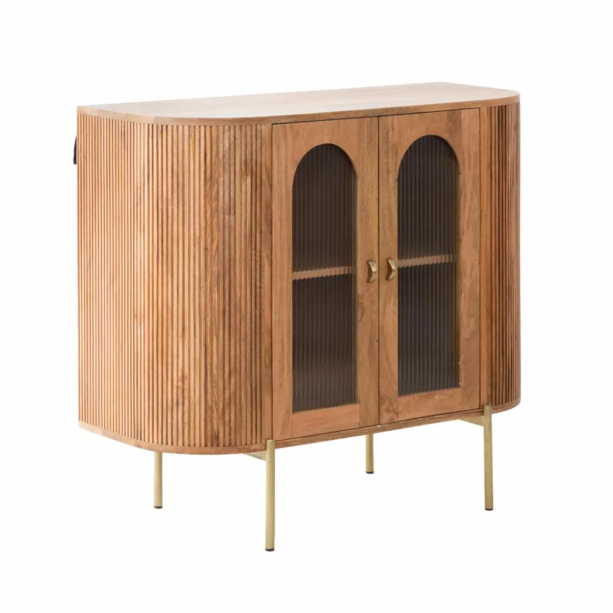Made in Meubles Vitrine arrondie en bois de manguier Maria