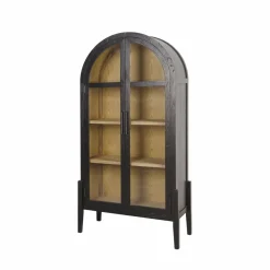Made in Meubles Vitrine arrondie en bois d'orme Bruce