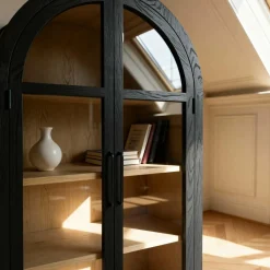 Made in Meubles Vitrine arrondie en bois d'orme Bruce
