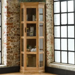 Made in Meubles Vitrine d'angle en bois d'acacia Esmée