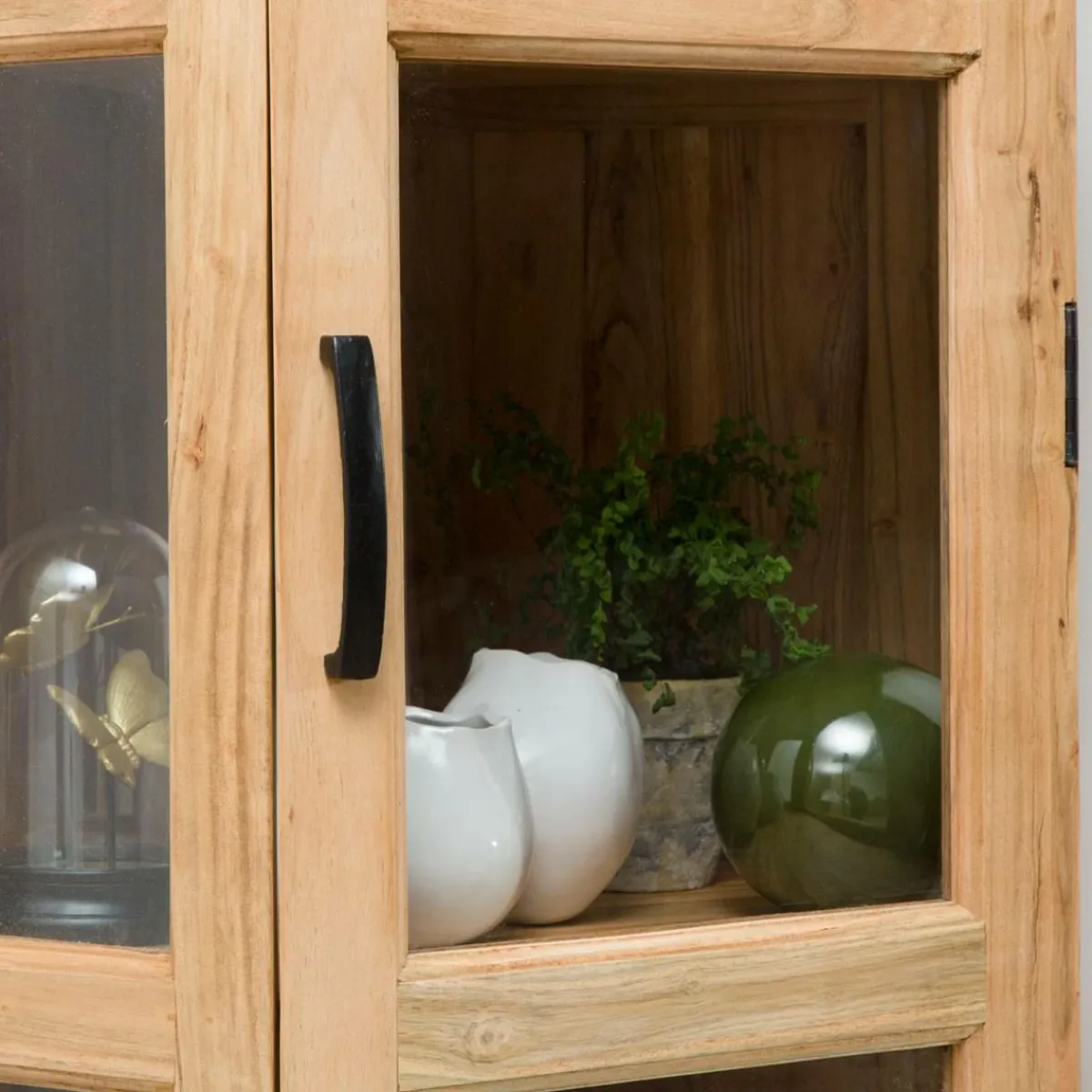 Made in Meubles Vitrine d'angle en bois d'acacia Esmée