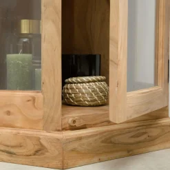 Made in Meubles Vitrine d'angle en bois d'acacia Esmée