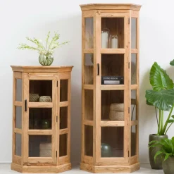Made in Meubles Vitrine d'angle en bois d'acacia Esmée