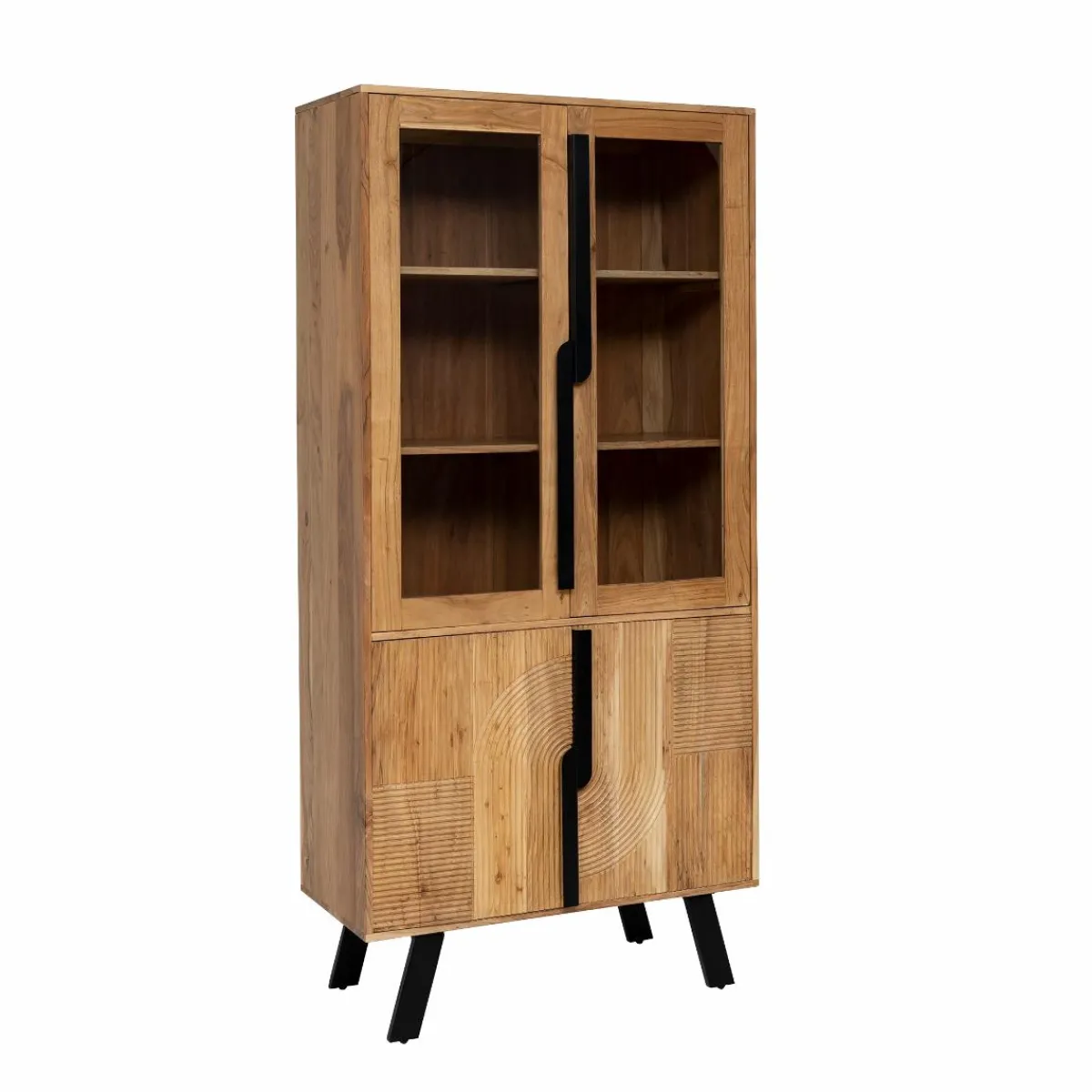 Made in Meubles Vitrine en bois d'acacia et métal Mano