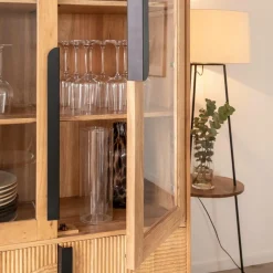 Made in Meubles Vitrine en bois d'acacia et métal Mano