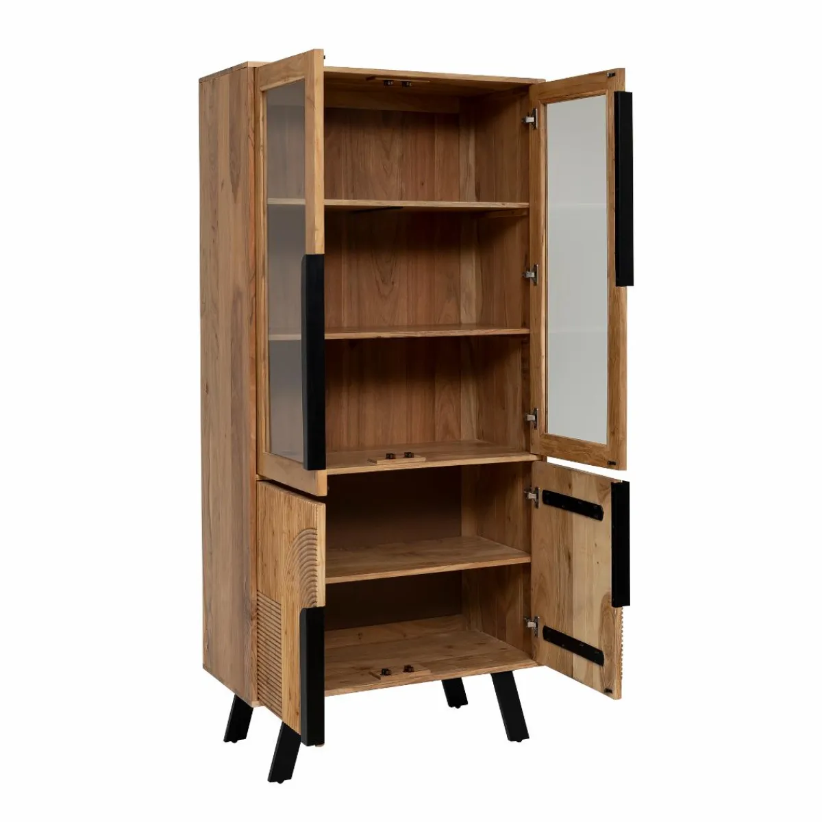 Made in Meubles Vitrine en bois d'acacia et métal Mano