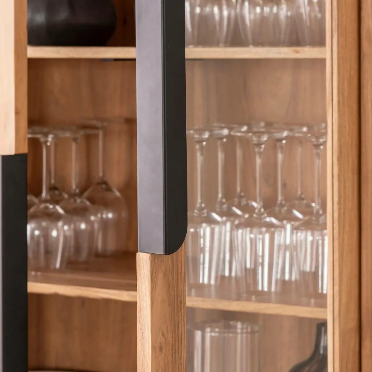 Made in Meubles Vitrine en bois d'acacia et métal Mano