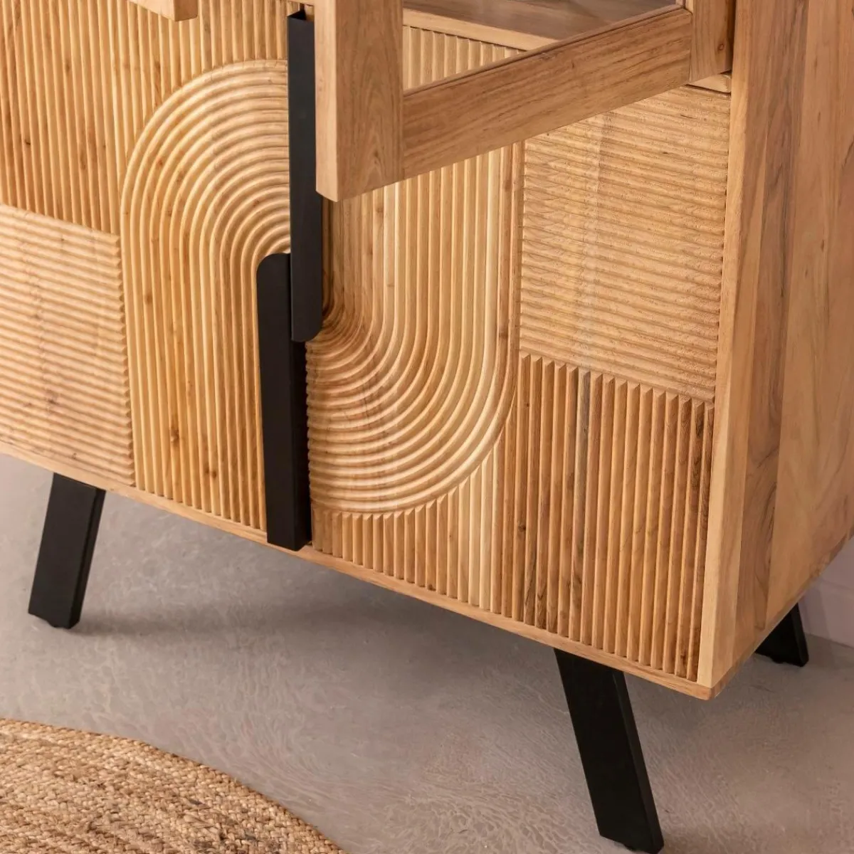 Made in Meubles Vitrine en bois d'acacia et métal Mano