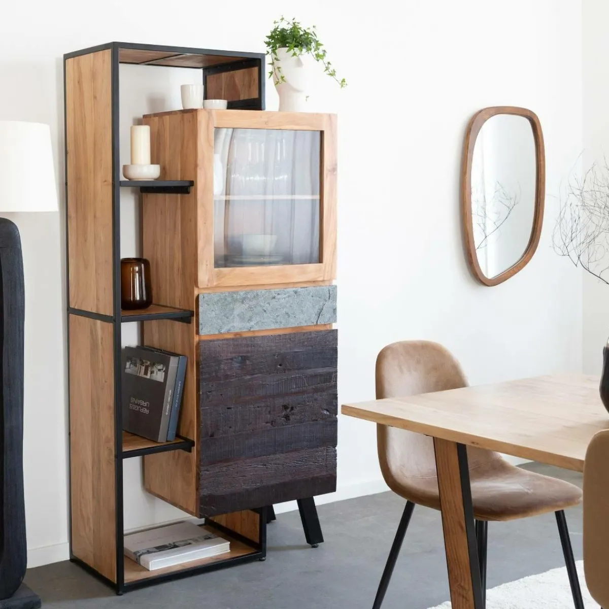Made in Meubles Vitrine en bois d'acacia Ernest