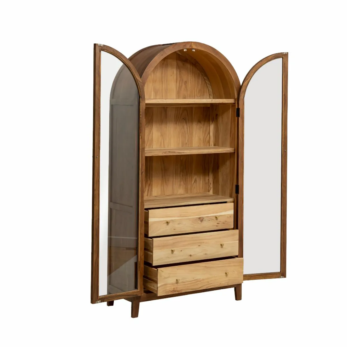 Made in Meubles Vitrine en bois d'acacia Néven
