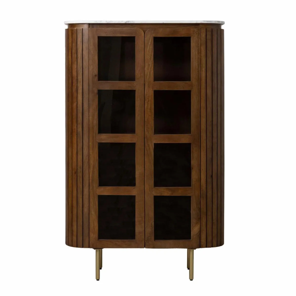 Made in Meubles Vitrine en bois de manguier et marbre Sienne