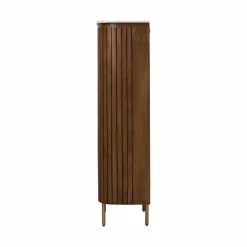 Made in Meubles Vitrine en bois de manguier et marbre Sienne
