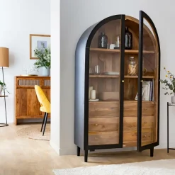 Made in Meubles Vitrine en bois de manguier Paulo