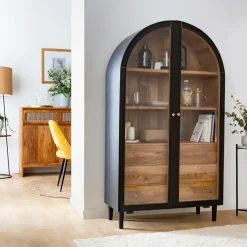 Made in Meubles Vitrine en bois de manguier Paulo
