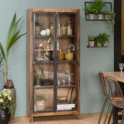 Made in Meubles Vitrine en bois de manguier et métal Ambroisa