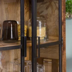 Made in Meubles Vitrine en bois de manguier et métal Ambroisa