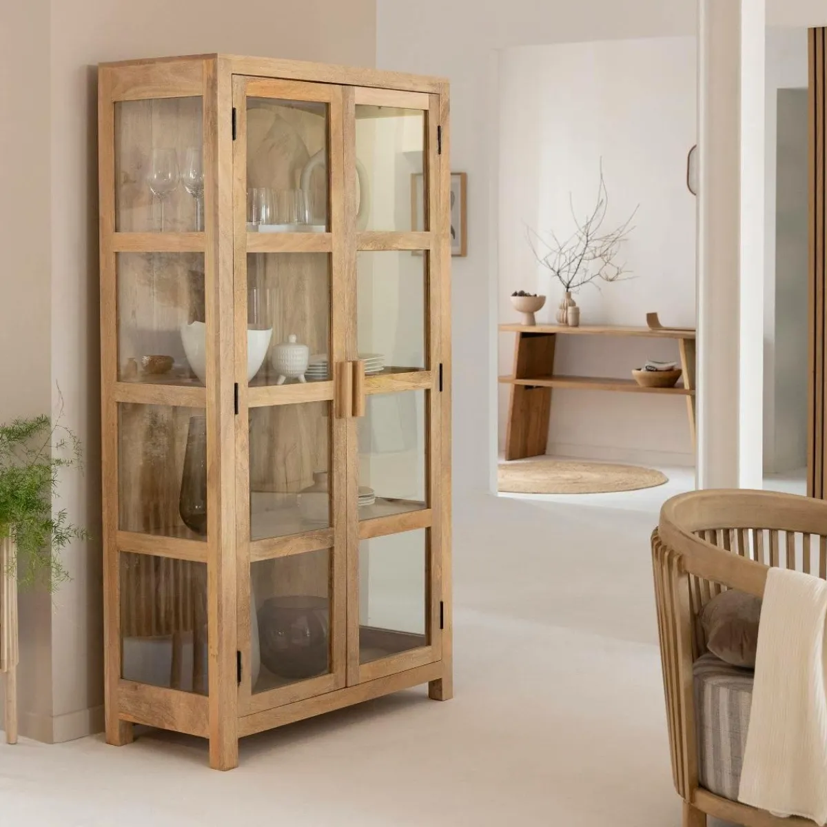 Made in Meubles Vitrine en bois de manguier Amaris