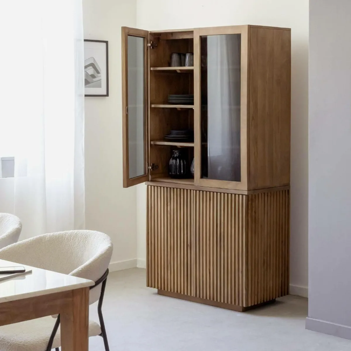 Made in Meubles Vitrine en bois de manguier Betty