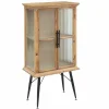 Made in Meubles Vitrine en bois de sapin et verre strié 2 portes Nicole