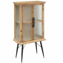 Made in Meubles Vitrine en bois de sapin et verre strié 2 portes Nicole
