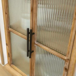 Made in Meubles Vitrine en bois de sapin et verre strié 2 portes Nicole