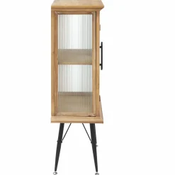 Made in Meubles Vitrine en bois de sapin et verre strié 2 portes Nicole