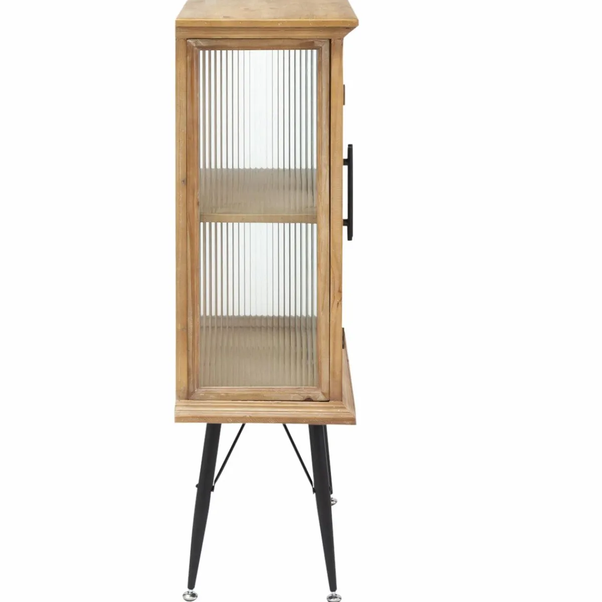 Made in Meubles Vitrine en bois de sapin et verre strié 2 portes Nicole