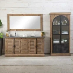 Made in Meubles Vitrine en bois recyclé et métal Garance