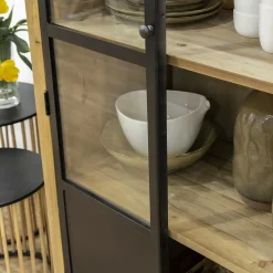 Made in Meubles Vitrine en bois recyclé et métal Garance