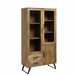 Made in Meubles Vitrine Haute en bois de de manguier Joy