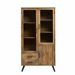 Made in Meubles Vitrine Haute en bois de de manguier Joy