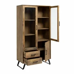 Made in Meubles Vitrine Haute en bois de de manguier Joy