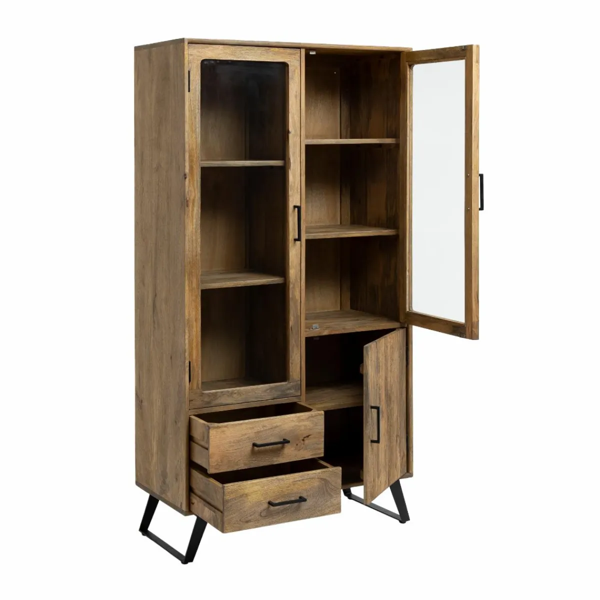 Made in Meubles Vitrine Haute en bois de de manguier Joy