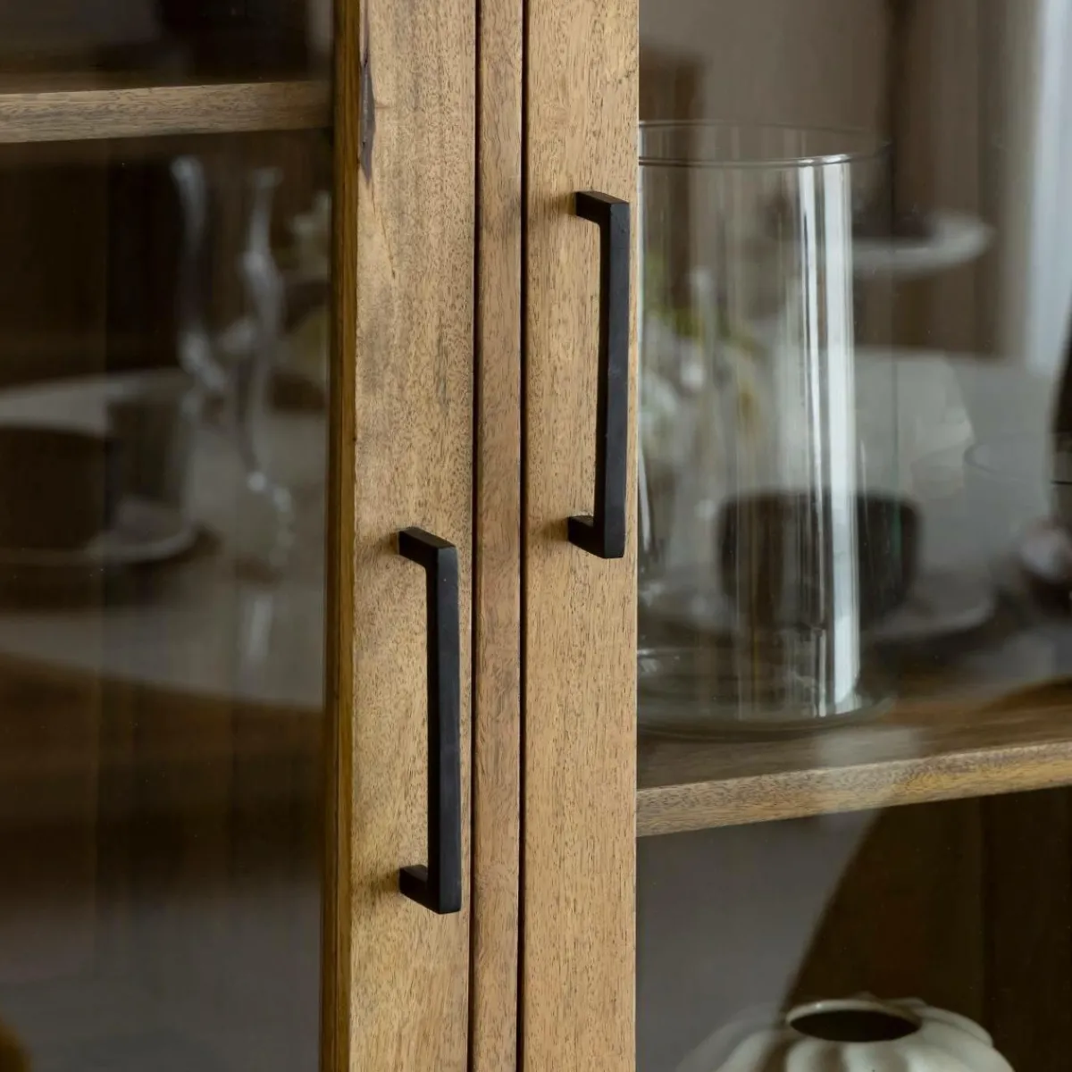 Made in Meubles Vitrine Haute en bois de de manguier Joy